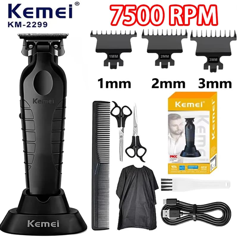 Kemei km-2299 Professional Hair Clipper and Trimmer Kit for Men Cordless Hair Clipper Haircut Kit Beard T Contour Trimmer Kit