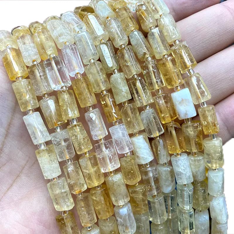 Wholesale 100% Natural Stone Yellow Citrines Faceted Cylinder Spacer Beads For Jewelry Making DIY Bracelet Necklace Charms 15''