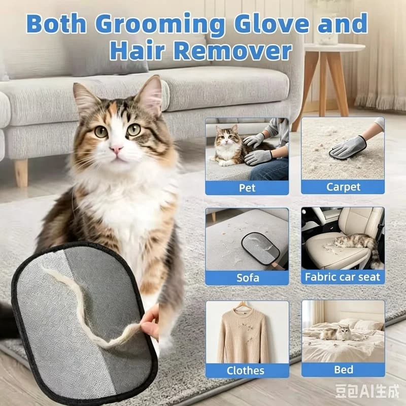 Reusable Pet Hair Remover Gloves – Dual-Sided Grooming & Lint Roller Mitts, Effective for Dog Cat Shedding on Clothes, Sofa pd