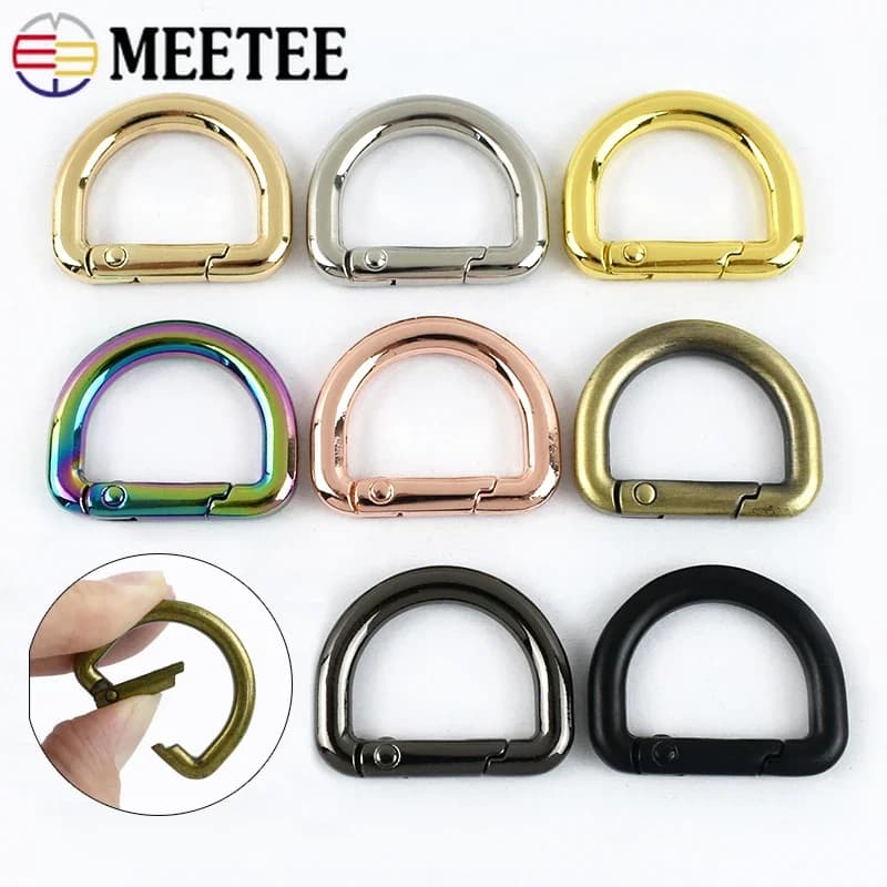 5Pcs/10Pcs/20Pcs 25mm Spring D Ring Carabiner Hook for Bag Strap Backpack Anchor Keychain Charm Webbing Leather Repair Hardware