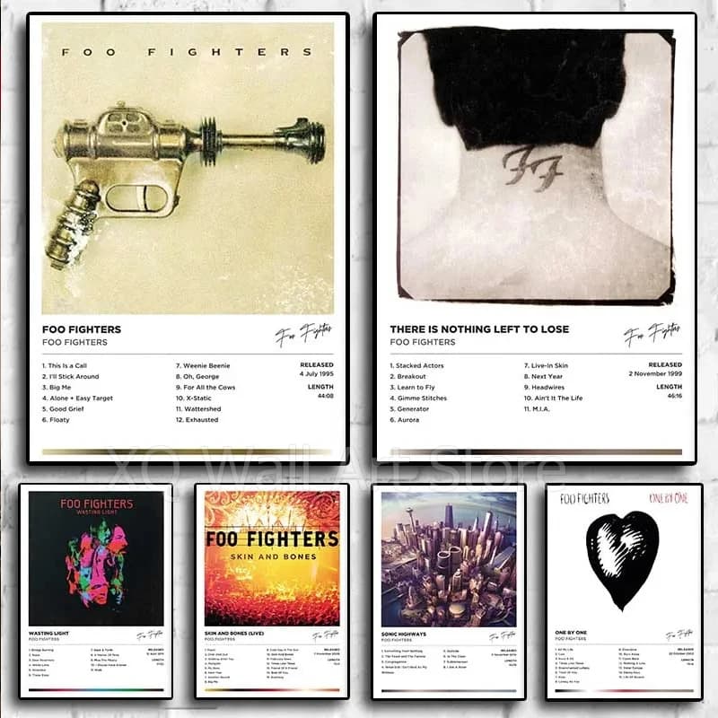 Pop American Rock FF Band Foo Fighters Poster Album musicale estetico Copertina rilasciata Stampa su tela Wall Art Bar Decorazione della stanza dei concerti