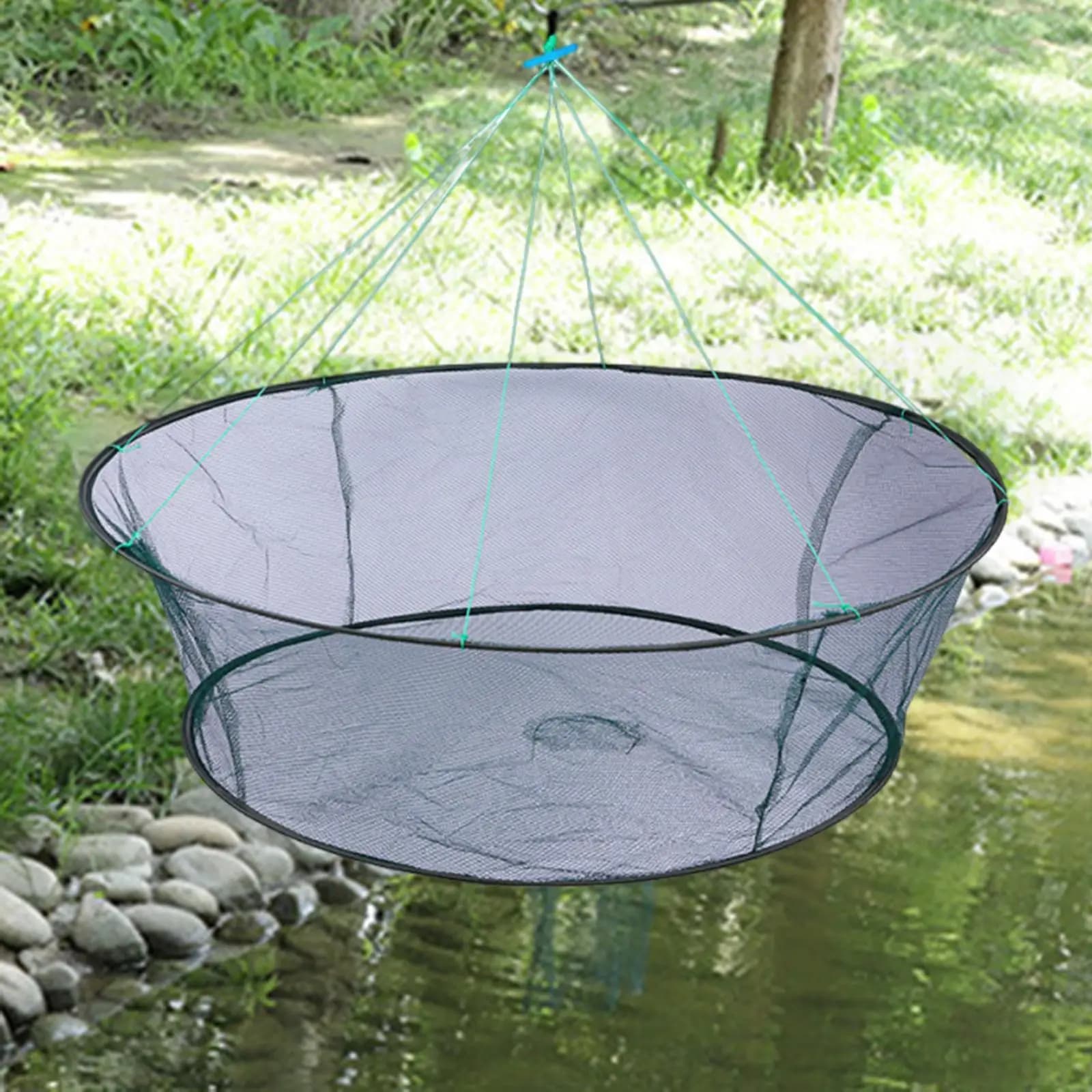 Fishing Net Hand Casting Nylon Mesh Folding Large Mesh Portable Sturdy with Rope Crabs Tool Crab Net for Crab Crawfish Minnows