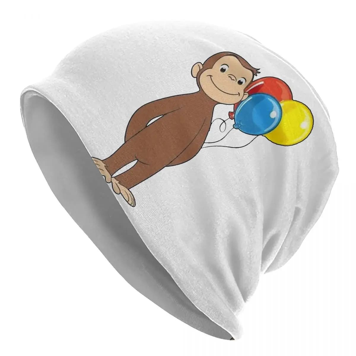 Balloons Cartoon Cute Brown Monkey Bonnet Hats Cool Street Curious George Skullies Beanies Hats Unisex Warm Dual-use Caps