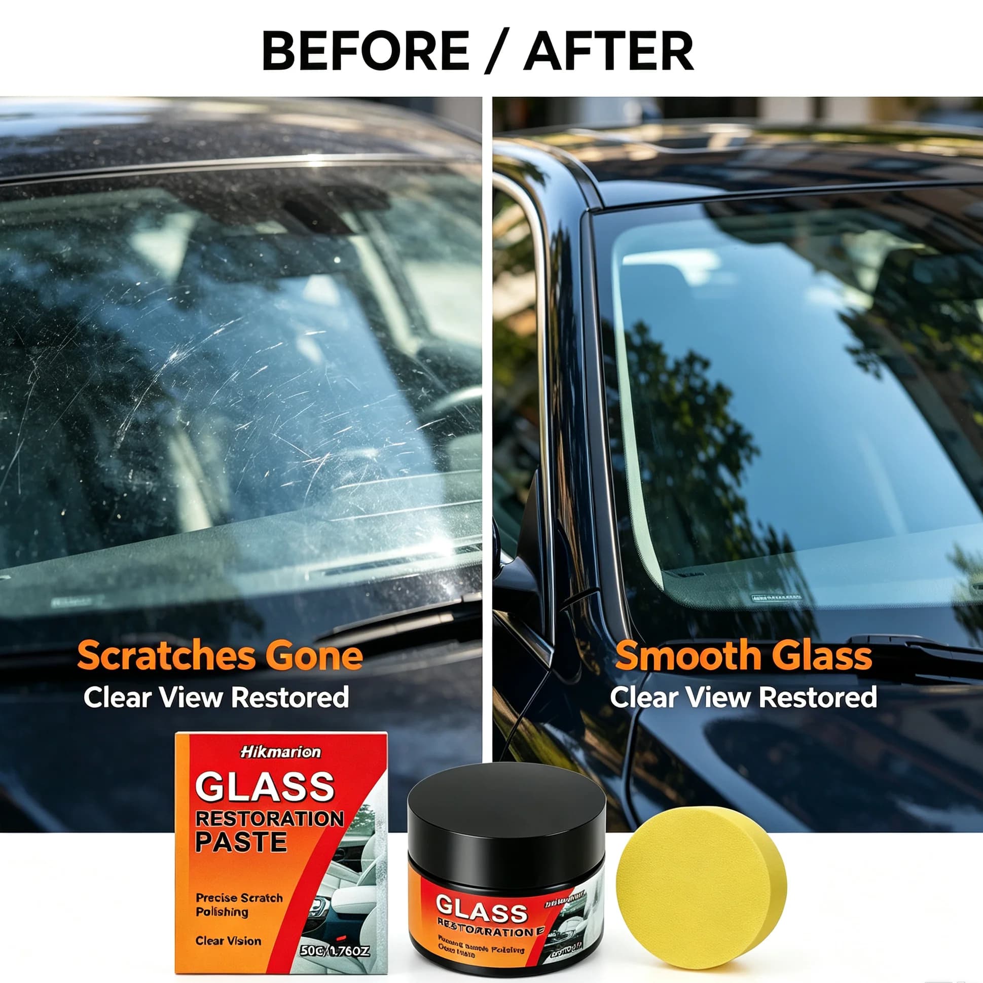 Car Glass Polishing Wax Scratch Remover Paste Remove Fine Scratches Oil Film Water Spots For Windshield Window Mirror