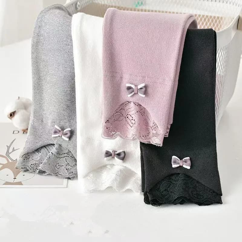 Leggings con fiocco in pizzo primaverili/autunnali per ragazze, pantaloni da principessa, pantaloni elastici per bambini, pantaloni lunghi casual alla moda per bambini