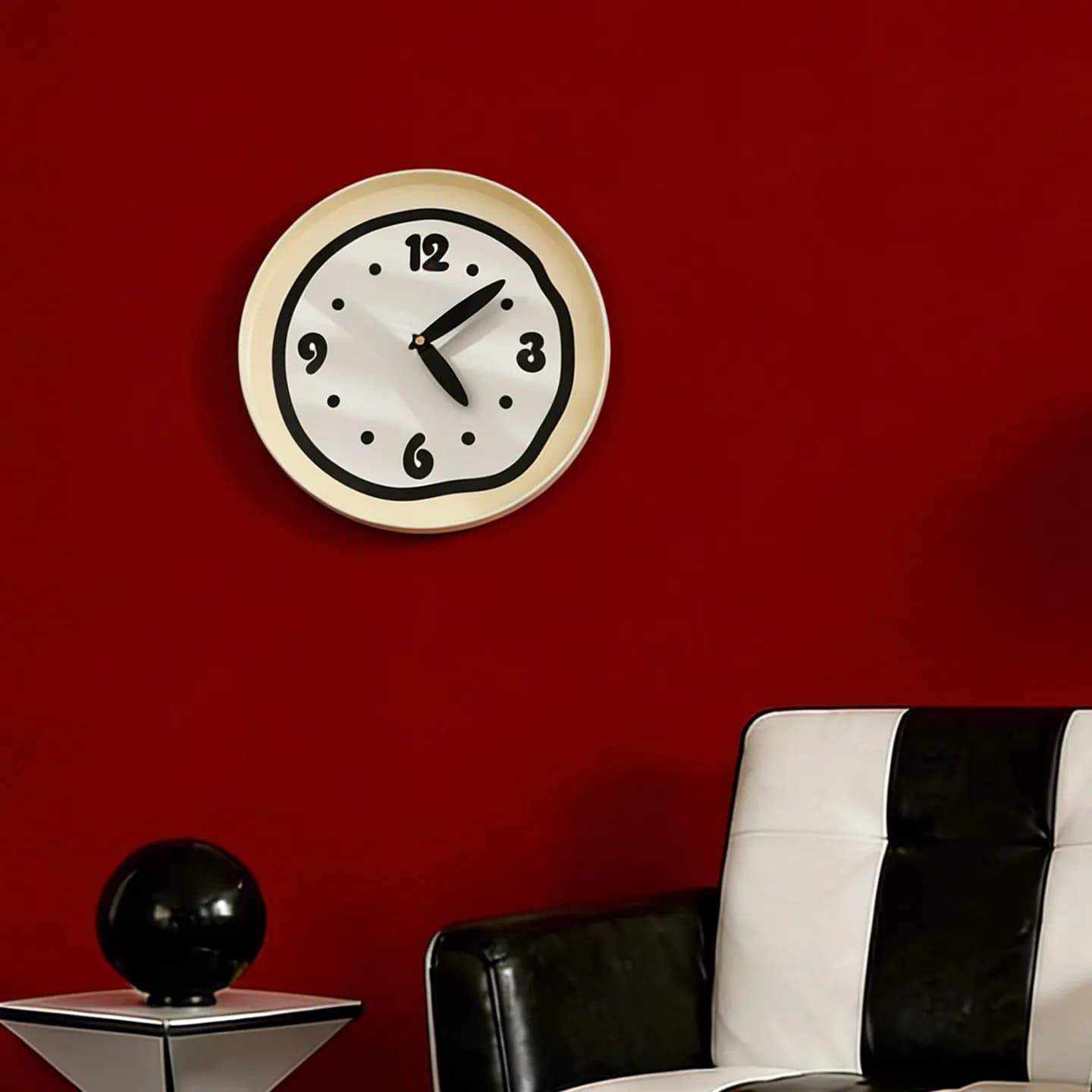 XEMO Simple Round Wall Clock for Living Room and Bedroom, Creative Wall Clock with Dial, Nordic Style