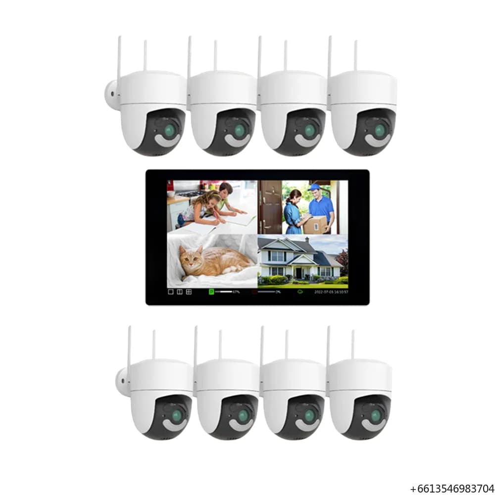 Nuovissimo Sistema di Telecamere CCTV con Schermo Touch da 10.1 Pollici, 8 Canali, 3MP, Telecamere PTZ WiFi per Sistema di Sicurezza Domestica