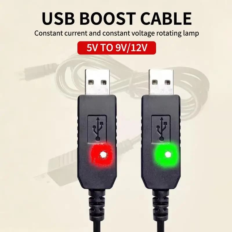 Adattatore convertitore USB Boost, cavo di alimentazione DC 5V a DC 9V / 12V, modulo Step-Up, cavo USB con connettore 2.1x5.5mm per WIFI