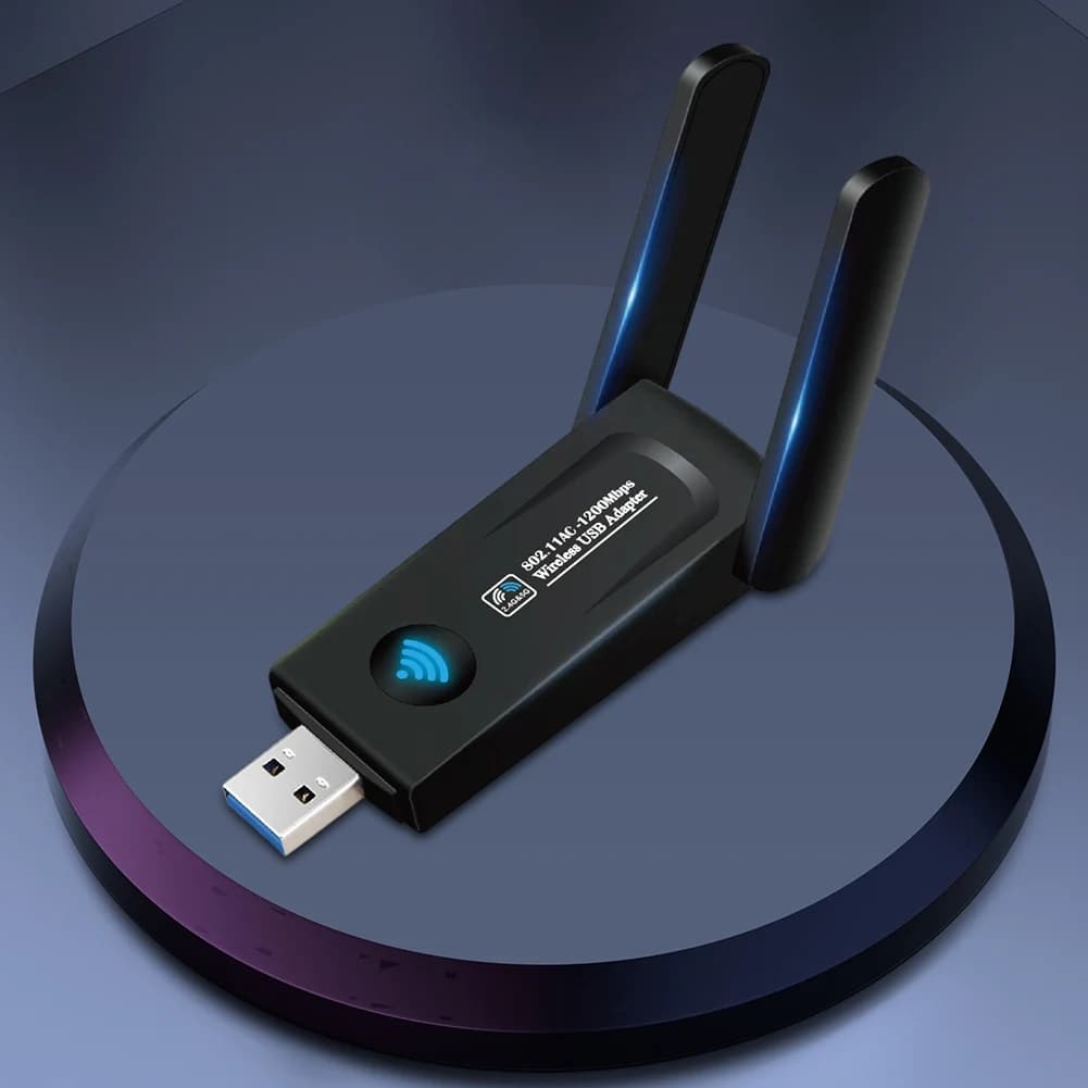 Adattatore WiFi USB 3.0 da 1200Mbps Dual Band 2.4G/5GHz con Doppia Antenna per Desktop e Laptop