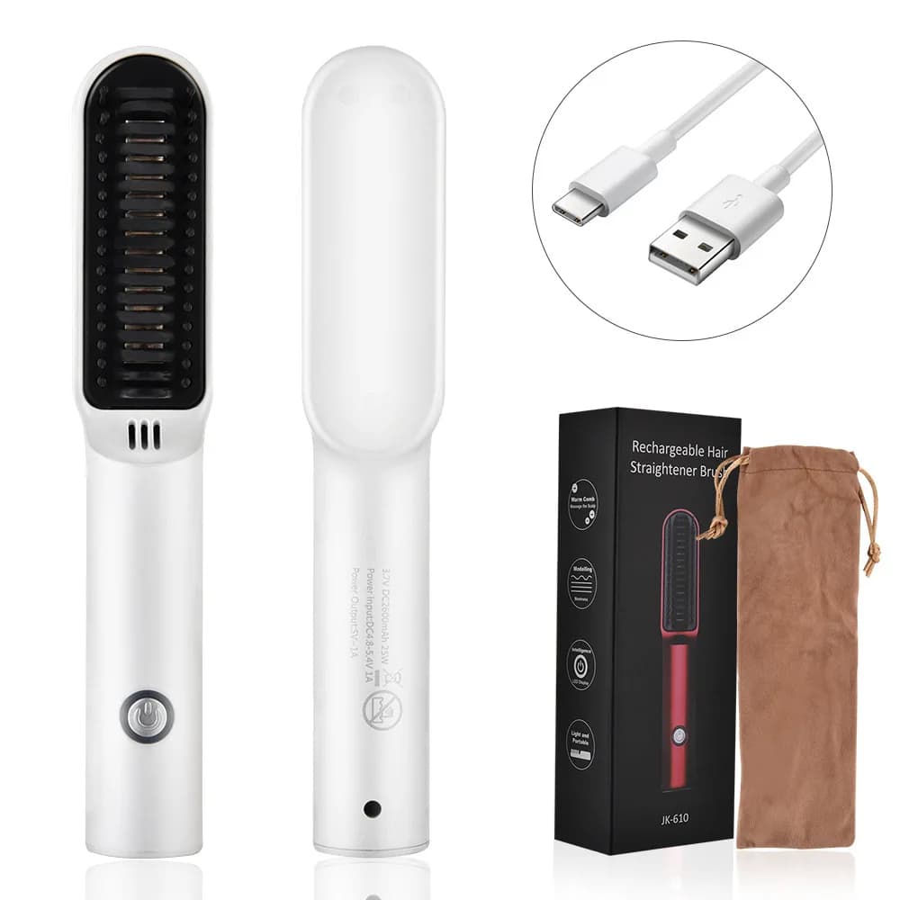 Brush for smoothing wireless hair Hot comb Brush for smoothing electric hair Fast heating without USB crack rechargeable