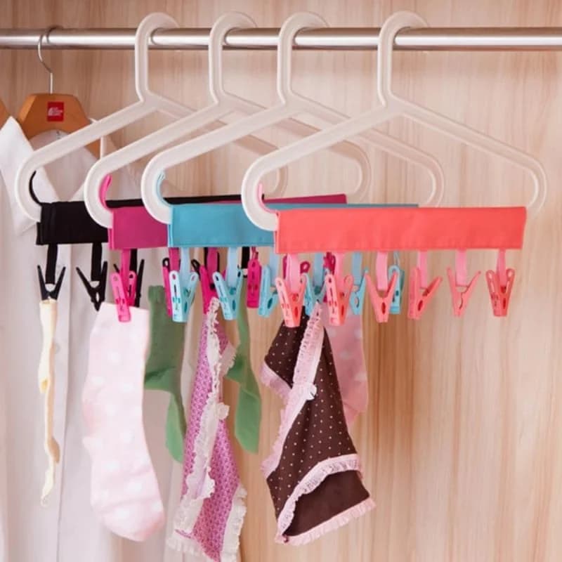 1PCS Portable Folding Multifunctional Travel Fabric Clothes Hanger with Velcro Easy Storage And Organization for Bathroom