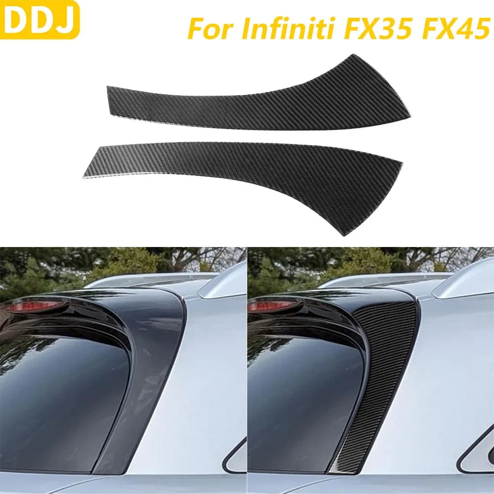Copertura del pannello laterale del spoiler del bagagliaio posteriore in fibra di carbonio morbida per Infiniti FX35 FX45 S50 2006-2008 Adesivo per accessori interni