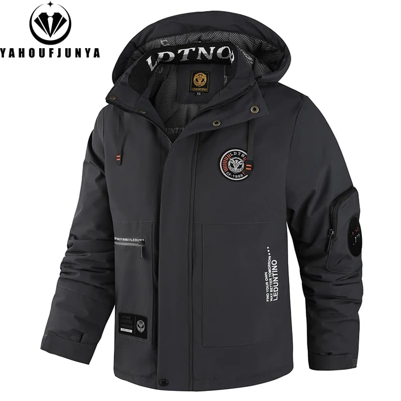 Giacca da viaggio calda da uomo invernale frangivento da esterno da uomo con cappuccio moda casual sportiva giacca da trekking da arrampicata impermeabile cappotto maschile
