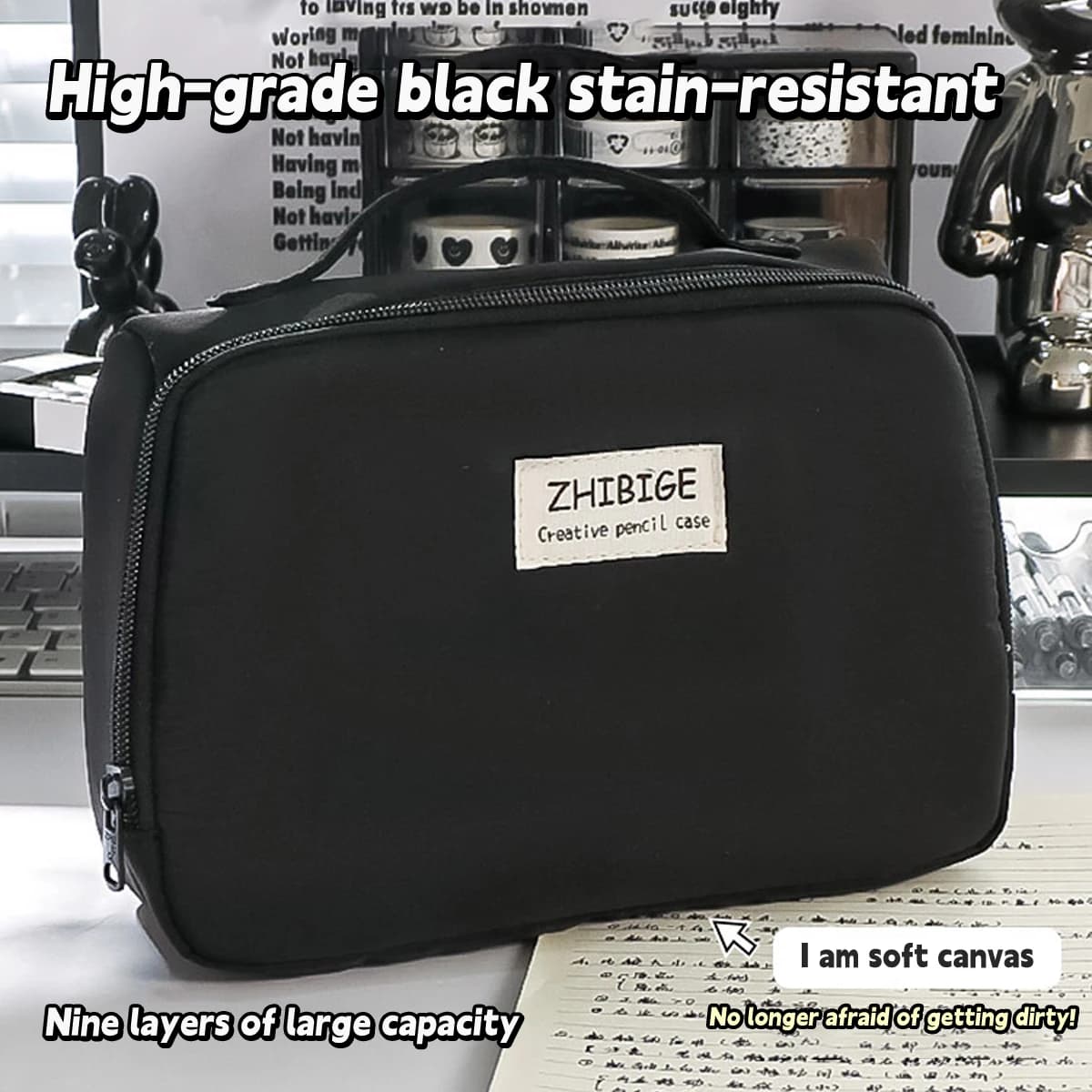 1PC Astuccio per matite di grande capacità dall'aspetto semplice scatola di cancelleria borsa per cancelleria per studenti borsa di immagazzinaggio forniture di cancelleria per ufficio