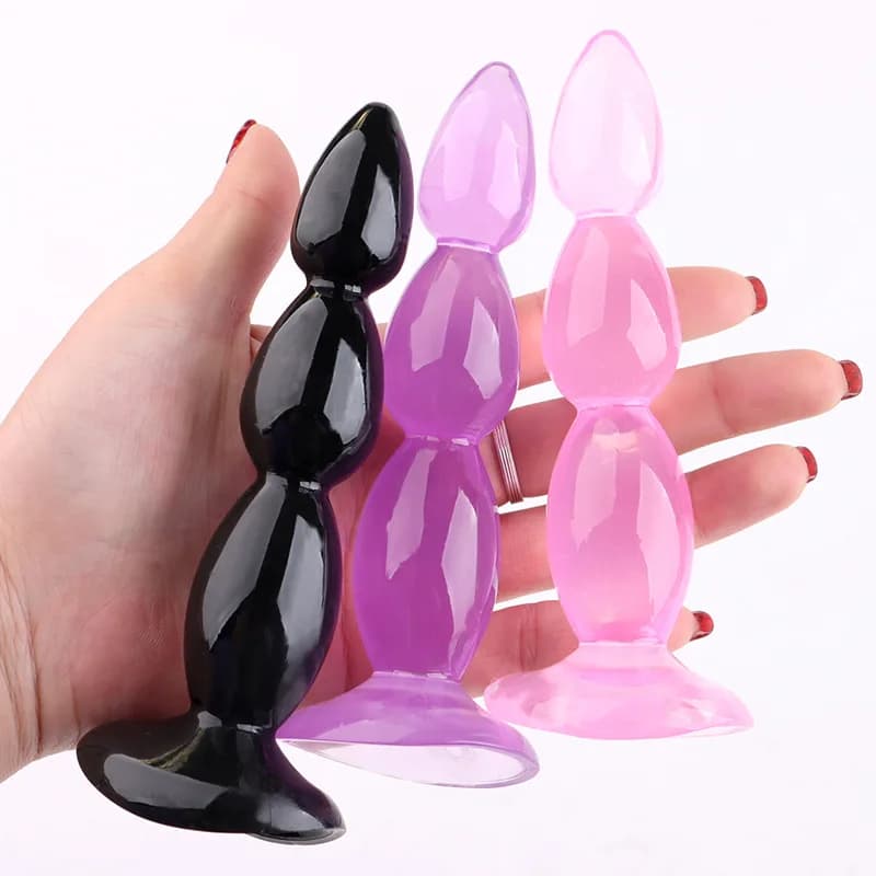 Butt plug perline Plug anale morbido con ventosa ano giocattoli grandi palle Silicone G-Spot stimolante Butt plug giocattoli sessuali per adulti per coppia