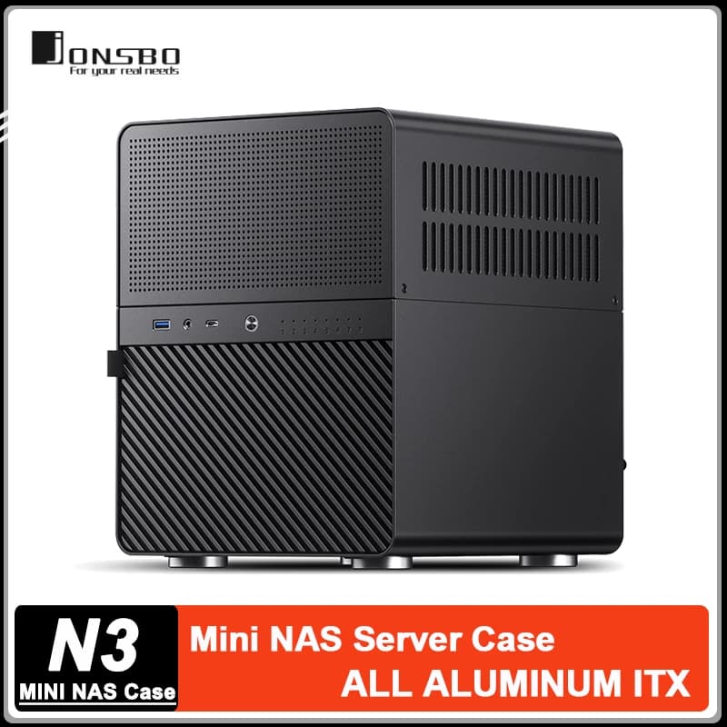 JONSBO N3 NAS MINI Custodia in alluminio ITX Scheda madre Server multimediale Archiviazione di rete Hot swap 8 slot per disco rigido