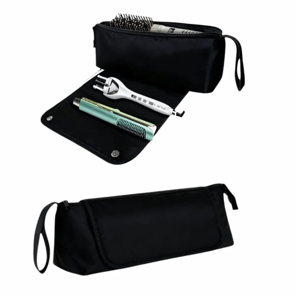 Foldable Hair Dryer Storage Bag Large Capacity Heat Insulation Pad Curling Iron Carrying Case Compact Portable