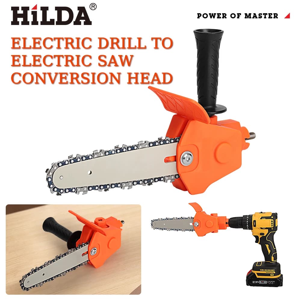 HILDA 4/6 Inch Electric Drill To Electric Chain Saw Adapter Portable Conversion Head Kits Attachment Woodworking Pruning Tools