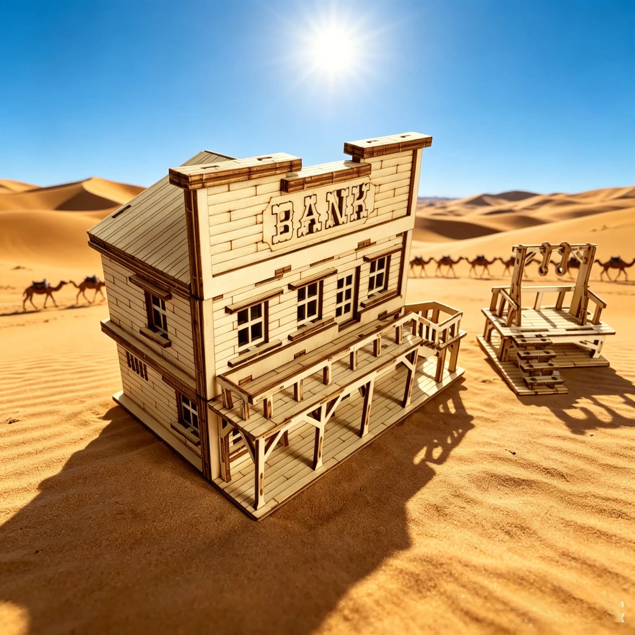 Puzzle 3D in legno a tema western – Ornamento architettonico fai-da-te da assemblare a mano, ideale come regalo di compleanno
