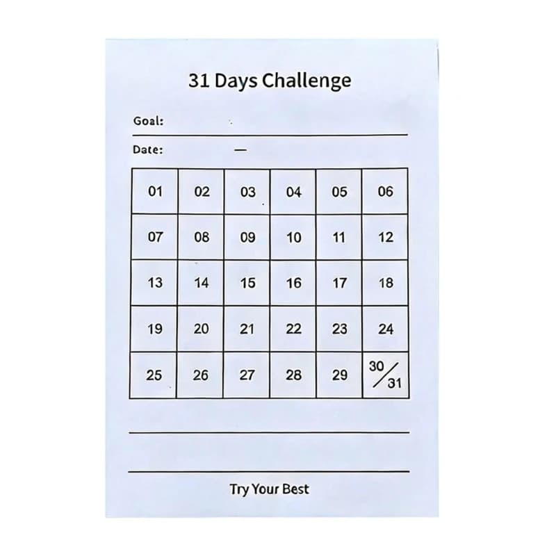 Notebook con agenda giornaliera Challenge da 31 giorni, organizzatori completi per abitudini costruzione con carta, varie