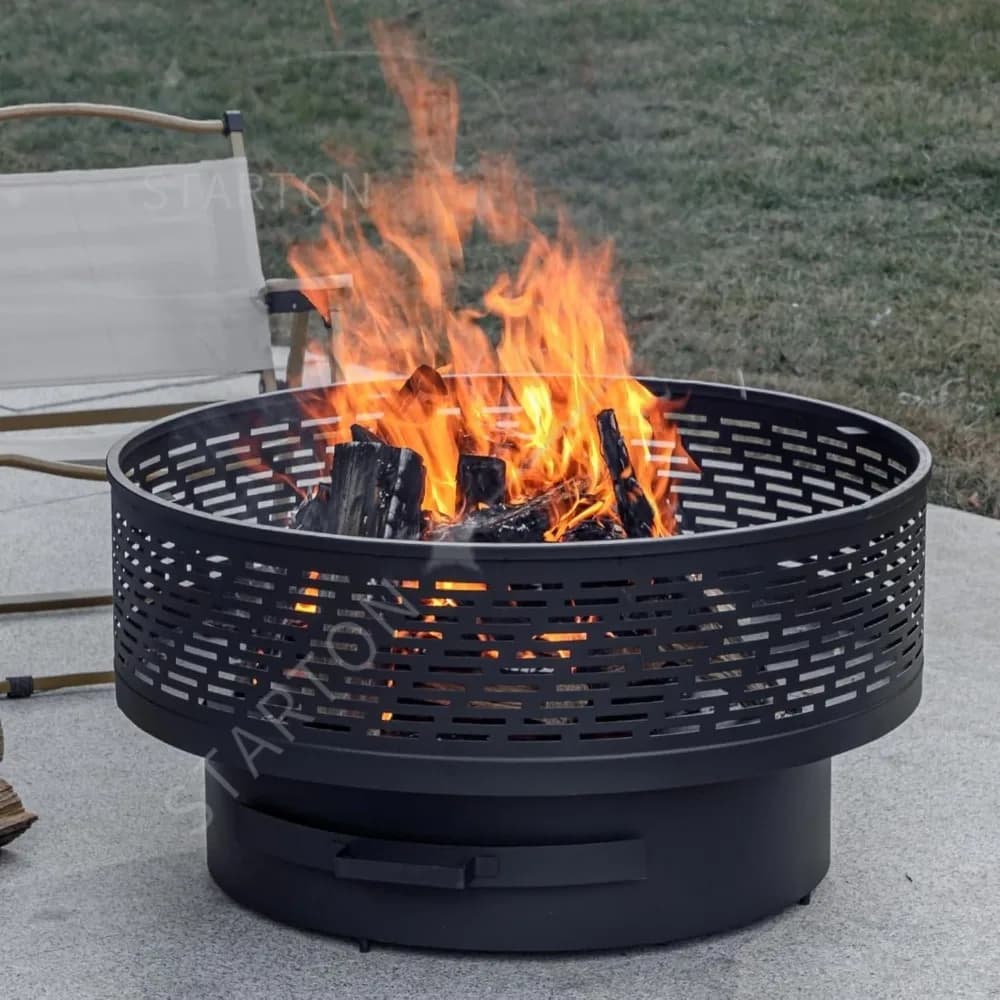Bracieri a legna da 32" con grill e coperchio, tavolo per braciere da esterno con copertura impermeabile e Fire Poker