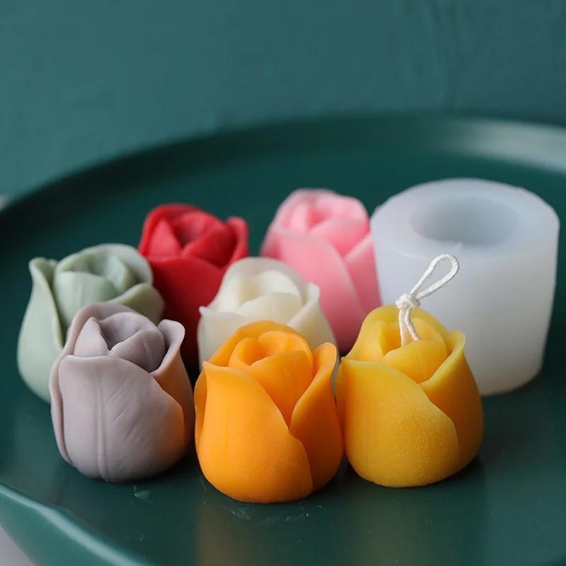Stampo per candele con fiori di rosa 3D fatto a mano fai da te fiore sapone stampo per torta al cioccolato stampo in silicone forme di sapone forniture per la produzione di sapone