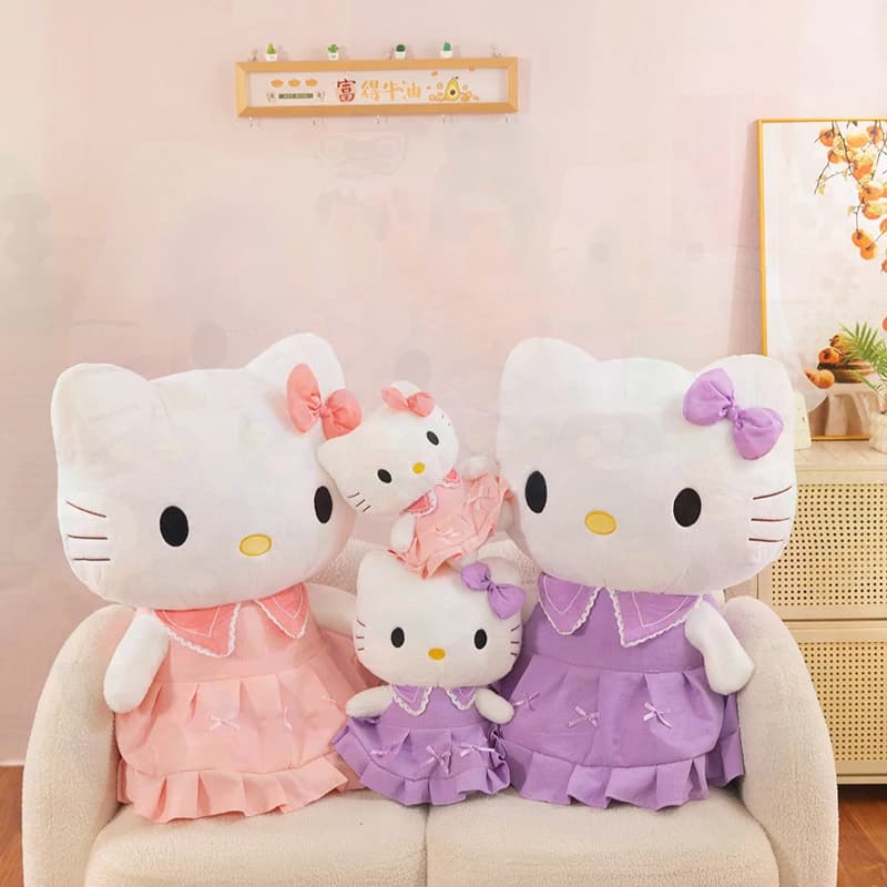 Peluche Kawaii Sanrio Hello Kitty con Vestito, Giocattolo Morbido KT per Bambini, Regalo di Compleanno e San Valentino