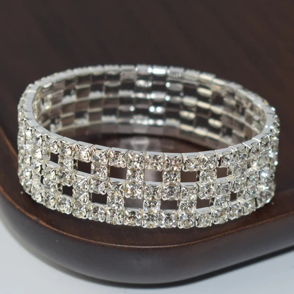 wide bangle bracelet Crystal Tennis Bracelet for Men Women Adjustable Zirconia Bangle Chain on Hand Hip Hop Hippie Punk Gifts