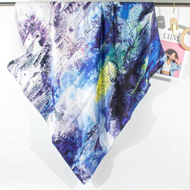 Luxury loral Print 100% Mulberry Silk Scarf Soft Satin Kerchief Hairband Neckerchief Head Hijab Lady Headband Foulard Bag Ribbon