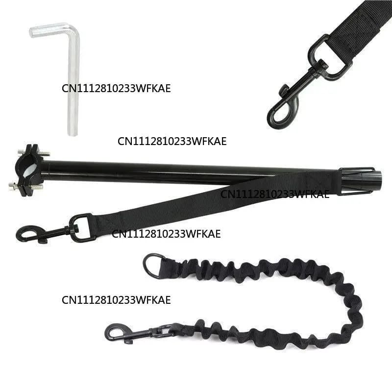 Outdoor hand-free dog walking leash, metal thickened pet leash, bicycle belt spring extension leash