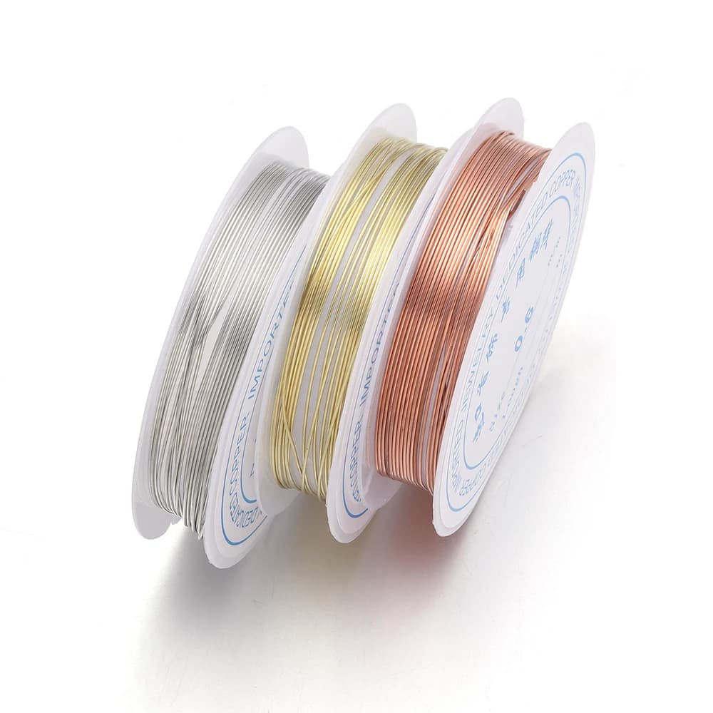 1 rotolo di filo di rame robusto da 0,2/0,25/0,3/0,4/0,5/0,6/0,7/0,8/1 mm per creazione di gioielli fai da te, per braccialetti, collane e accessori.