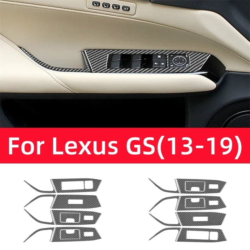 Lexus GS 2013-2019 Car Interior Accessories, Carbon Fiber Decorative Frame for Window Control Panel, Decorative Stickers