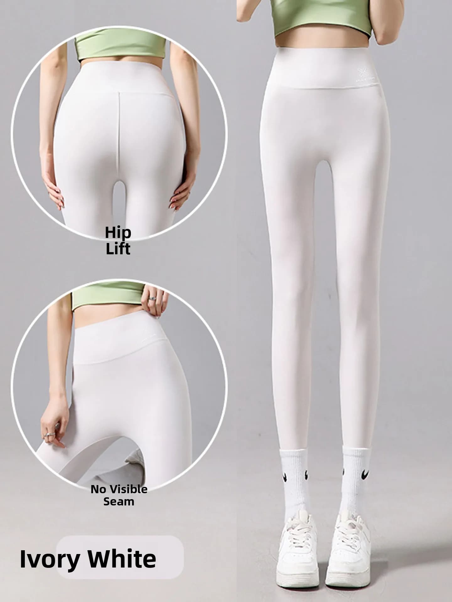 Pantaloni Yoga Donna a Vita Alta Slim Fit Bianchi, Nuovi Modelli Autunnali Sottili e Aderenti, con Controllo Pancia e Effetto Push-Up, Strato Base