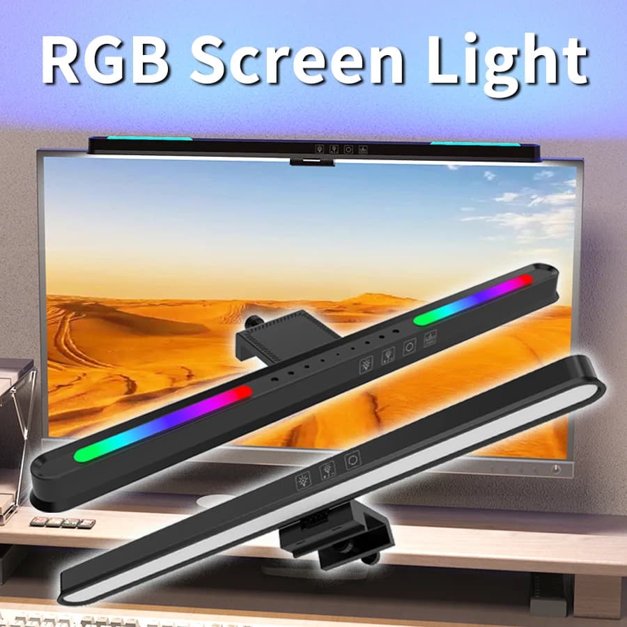 Atmosfera RGB Lampada da scrivania a LED Schermo Lampada a sospensione Monitor per computer portatile Barra luminosa Lampade da tavolo Studio Lettura Illuminazione da gioco