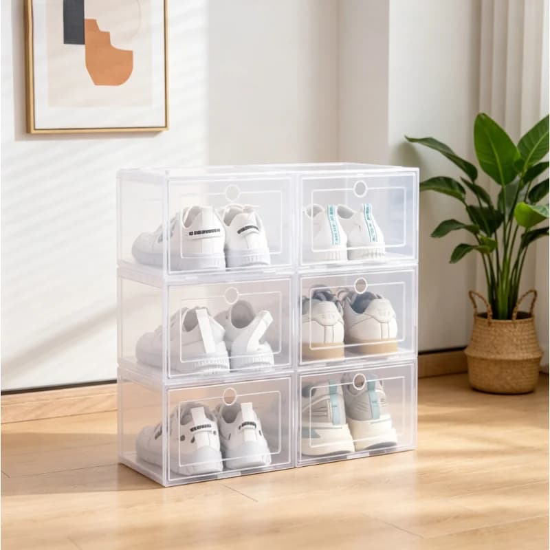 6 scatole trasparenti impilabili per scarpe, custodie organizer in plastica antipolvere per sneaker