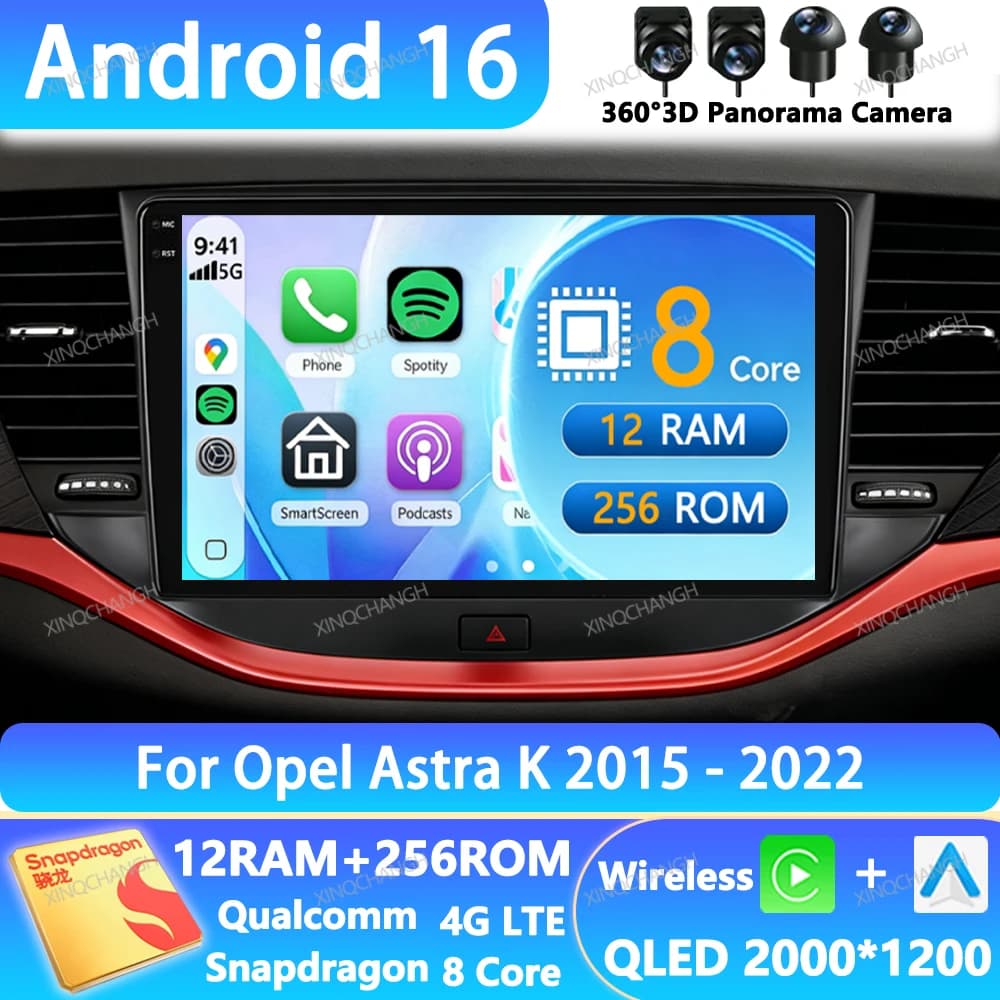 Android 16 Car Radio For Auto For Opel Astra K 2015 2016 - 2022 Head Unit Navigation 4G LTE 5G WIFI Multimedia Video Player GPS