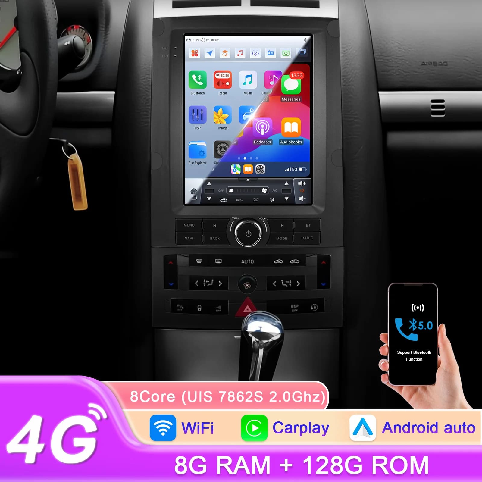 Carplay 4G-LTE 360Camera Carplay Android 14 Autoradio Per Peugeot 407 SW CC 2004-2011 Auto Lettore Multimediale GPS Auto Stereo RDS