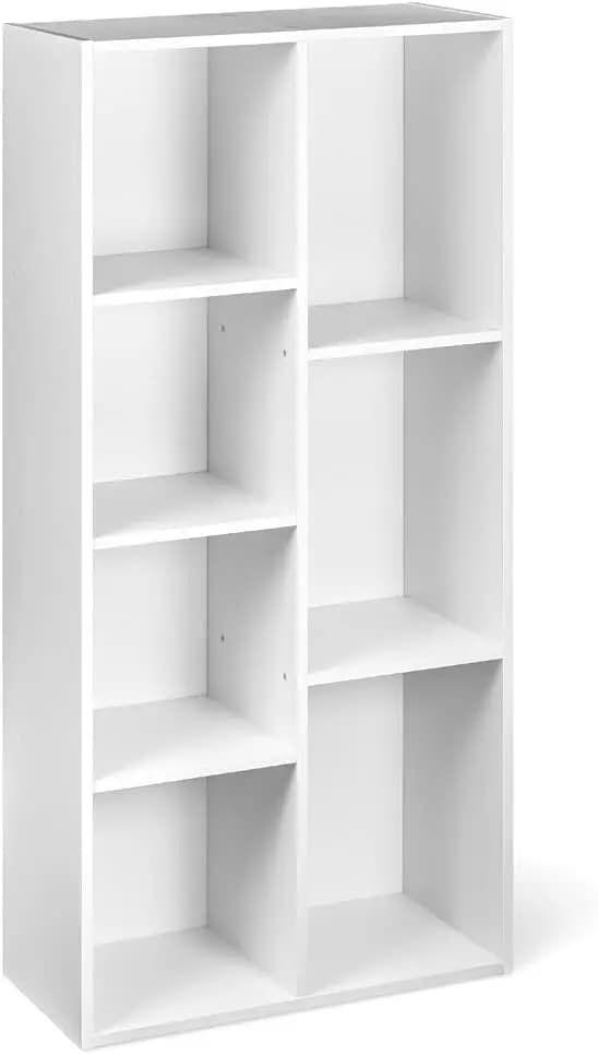 Libreria organizer a 7 cubi per l'home office, robusta scaffalatura con facile montaggio, 9,25D x 19,49L x 41,73H, bianca