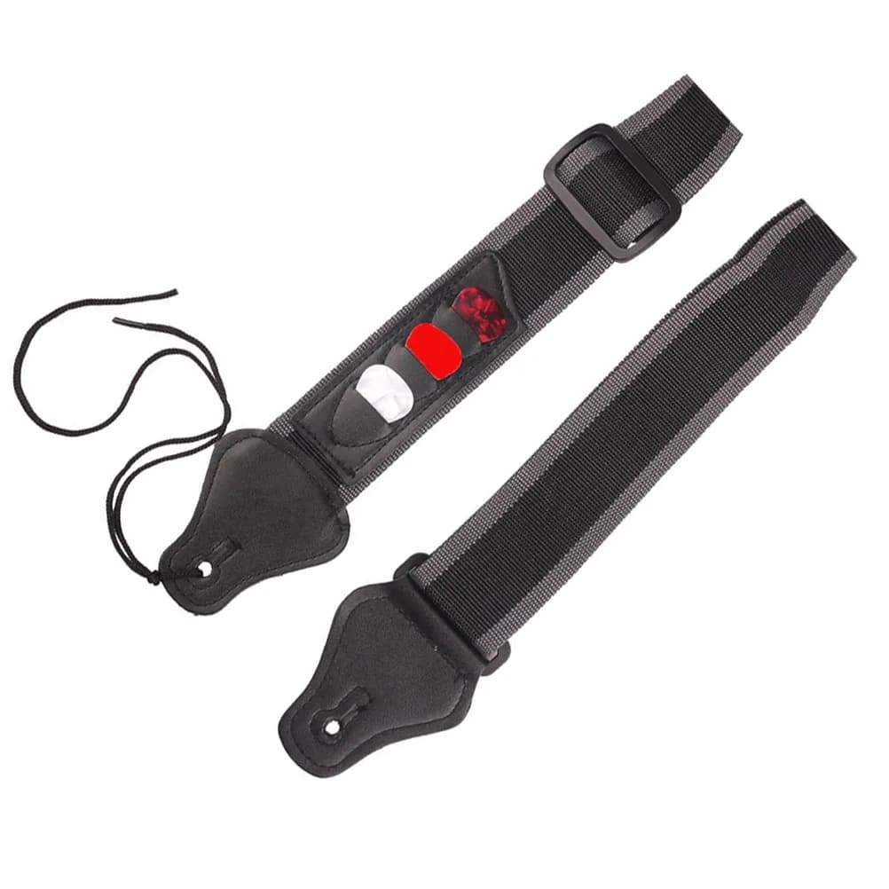 Kit di 3 Cinghie per Chitarra in Nylon, Leggere e Resistenti, per Tutte le Chitarre, Bassi, Elettriche e Acustiche, con Porta-Plettro per 3 Plettri