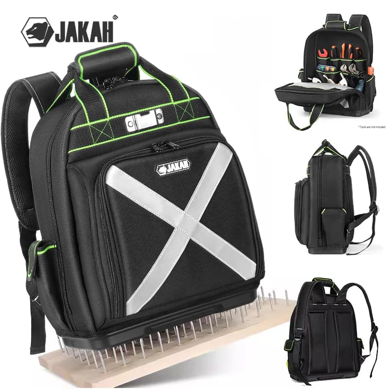 Zaino per attrezzi Jakah con fondo in plastica Organizzatore Elettricista Strumenti di archiviazione per borse complete portatili professionali JK-161