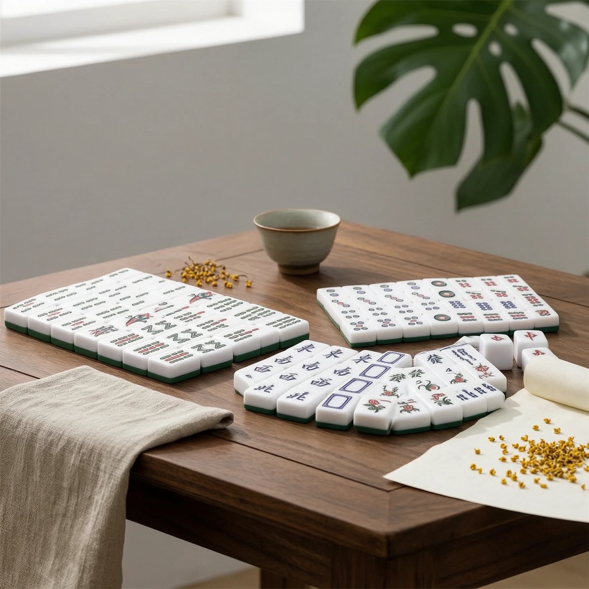 148 Acrylic Mahjong Tiles Easy to Read Printed Faces Table Game Supply for Cantonese HK Pattern Family Gathering