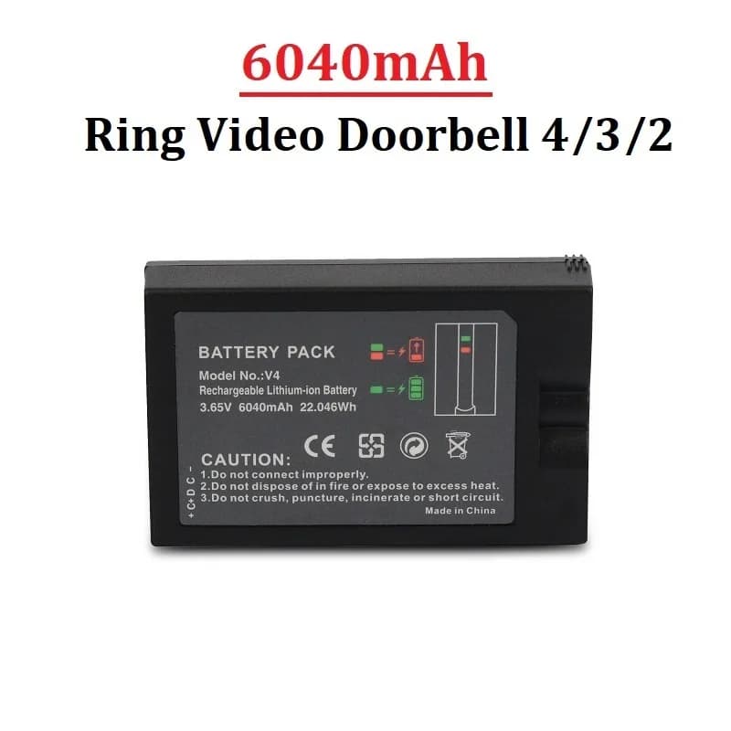 Batteria per campanello ad anello di ricambio V4 da 6040 mAh per campanello video ad anello 2/3/4/3 Plus Batteria al litio Power Bank 3.65 V V4 Batteria