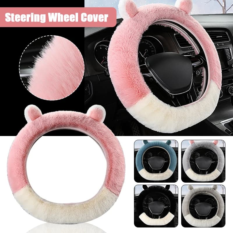 36/38/40 centimetri Del Fumetto Peluche Coprivolante Auto Soffice Universale Auto delle Donne Carino Pelliccia Sintetica Coniglio Capelli Coprivolante
