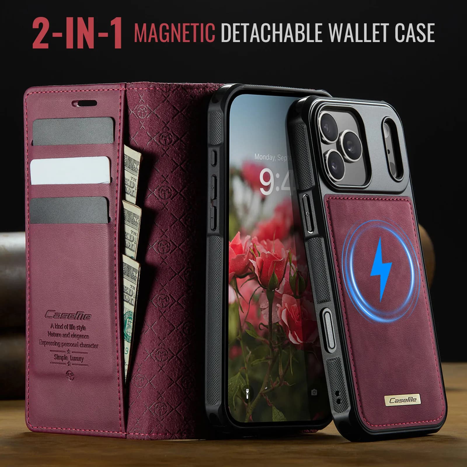 2in1 detachable magnetic case For iPhone 17 16 15 14 13 12 11 Pro Max RFID anti magnetic anti-theft card slot wallet phone case
