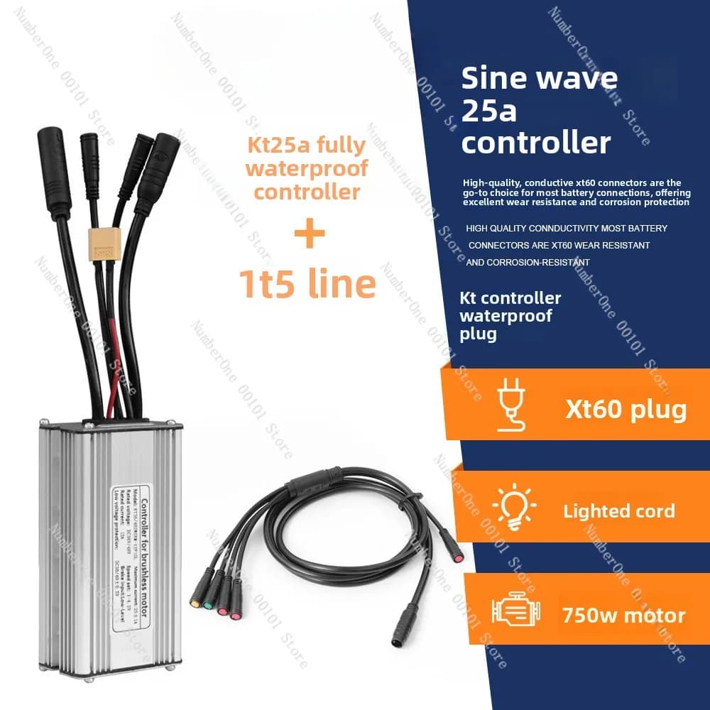 Quantin KT-25A waterproof connector for mountain bike lithium battery with light cable and sinusoidal wave controller + from one to five