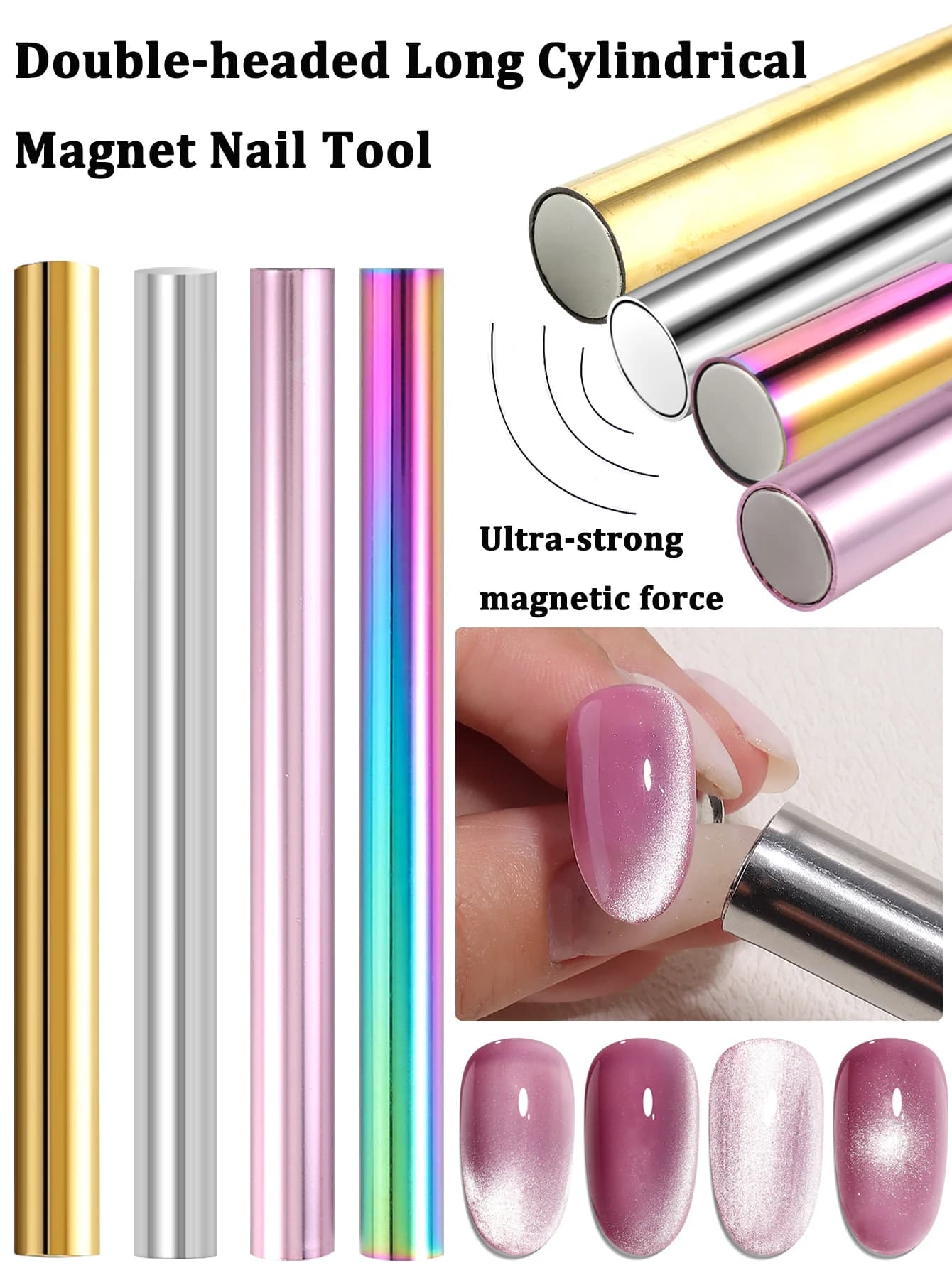 Bastoncino Magnetico per Effetto Occhio di Gatto, Magnete Cilindrico per Smalto Gel UV, Strumento per Effetto Glitter e Design Manicure
