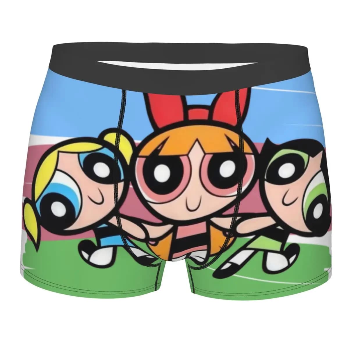 Intimo da uomo con disegno di Powerpuff Girls, boxer da uomo, pantaloncini morbidi, mutande