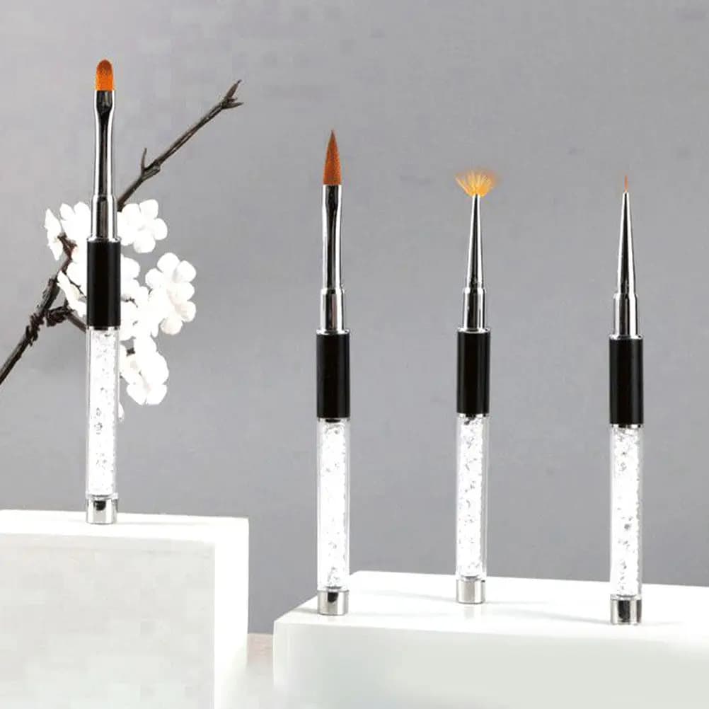 Set di 2 Penne Professionali per Nail Art, Strumento Robusto per Disegno Manicure, Accessori per Salone, Penna per Decorazione Unghie Fai-da-Te con Manico Lungo