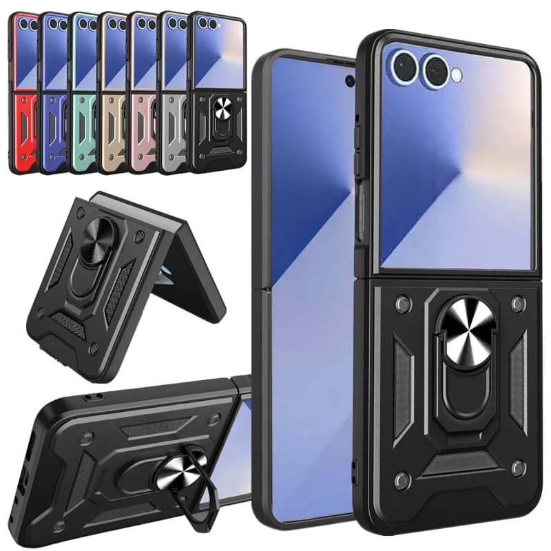 Case with armor stand for Samsung Galaxy Z Flip 7 Z Flip7 FE 5G Protective housing with ring Magnetic support Coque Fundas Capa