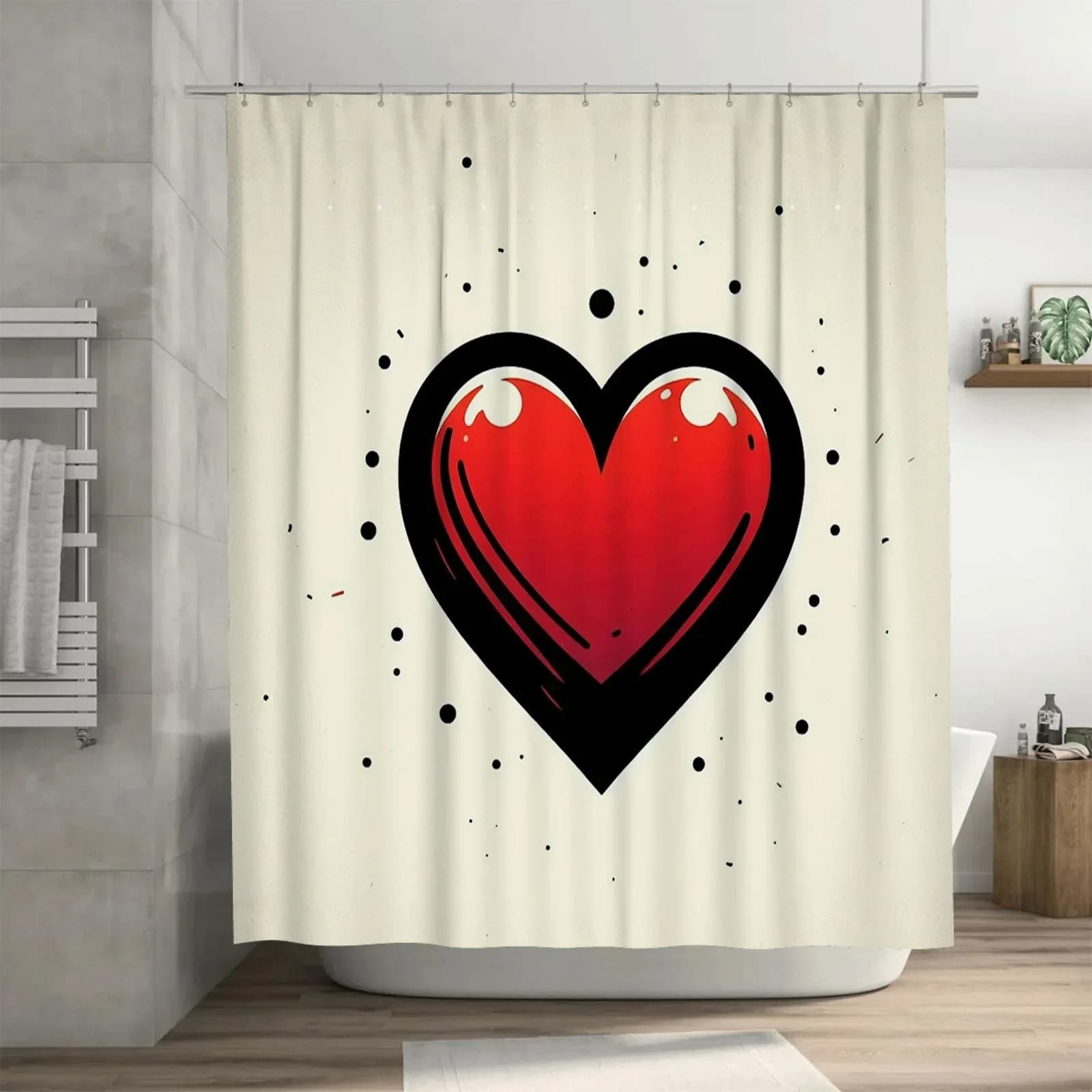 Tenda da doccia con cuore schizziato: impermeabile, resistente al muffa, lavabile in lavatrice per l'arredamento del bagno moderno